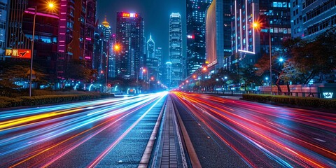 Mesmerizing Night Cityscape with Light Trails