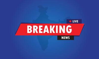 Breaking news template with red and blue badge, Breaking news text on dark blue with earth and world map background