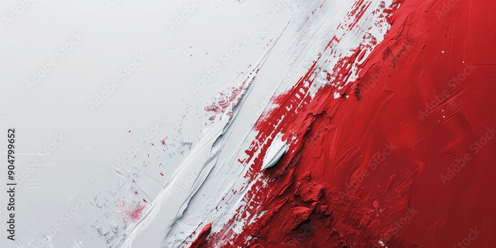 Poster a dynamic red and white abstract painting that captures captivating visual elements successfully