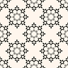 Abstract simple floral gothic style seamless pattern. Elegant minimal monochrome stylish background. Perfect for textile, fabric and fashion print.