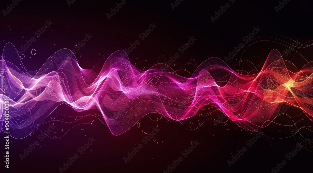 Poster this design features a vibrant wave pattern with unique light effects against a deep, dark backgroun