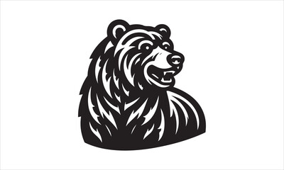 Bear Icon Vector illustration White Background-Bear Icon Vector Files for Cutting, Handmade calligraphy vector illustration, Black and white graphic illustration isolated on white background Hand writ