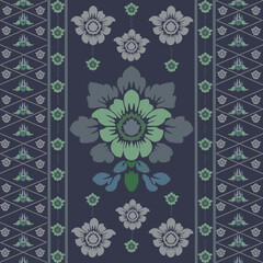 Ikat pattern hand drawn, Motif ethnic  floral seamless textil,  embroidery, print striped ornament floral, pattern, design for wrapping, silk, scarf, background, textile