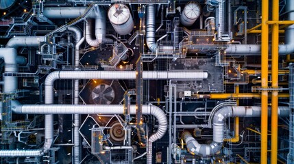 Aerial view to Oil refineries and chemical plants in industrial areas