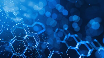 Obraz premium Abstract Hexagon Pattern in Blue, bokeh, abstract, futuristic, design