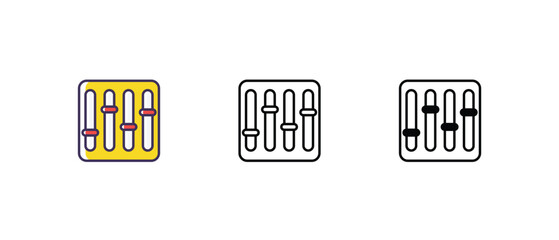 Equalizer Icons thin line and glyph vector icon stock illustration