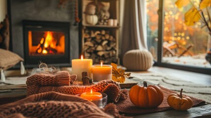 Cozy Autumn Fireplace Scene