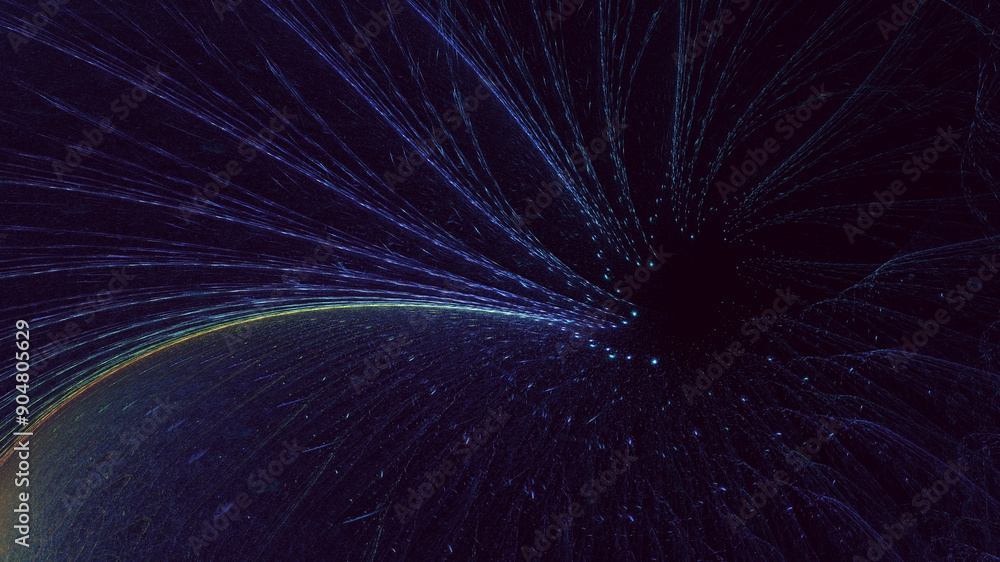 Poster 3d rendering abstract multicolored fractal light background with bright center. its not ai generatd 