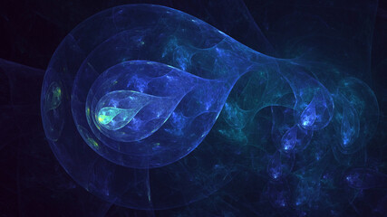 3D manual rendering abstract blue fractal light background. Its not AI Generatd illustration.