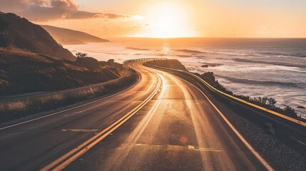 Serene Sunset Drive on Coastal Highway