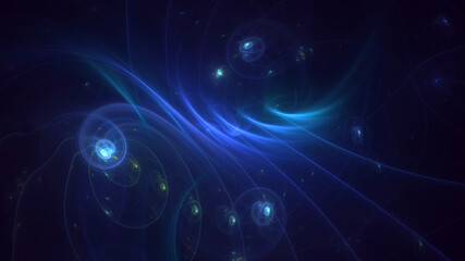 3D manual rendering abstract blue fractal light background. Its not AI Generatd illustration.