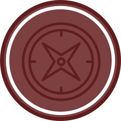 Fototapeta premium Compass Vector Line Double Circle Maroon