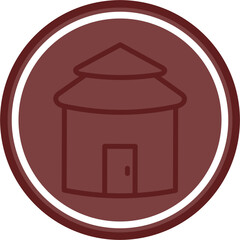 Hut Vector Line Double Circle Maroon