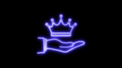 VIP Services Neon Icon 4K Animated Linear Symbol Icon Video Background on Black Screen