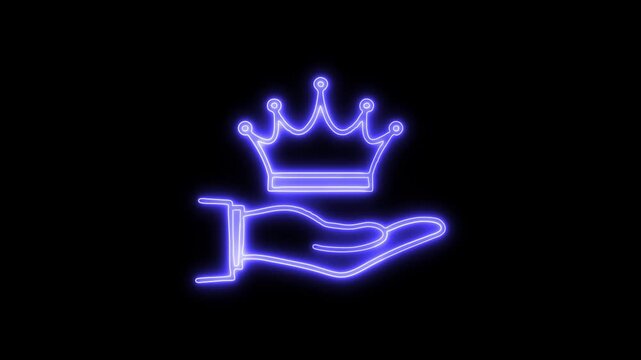 VIP Services Neon Icon 4K Animated Linear Symbol Icon Video Background on Black Screen