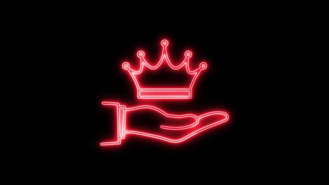 VIP Services Neon Icon 4K Animated Linear Symbol Icon Video Background on Black Screen