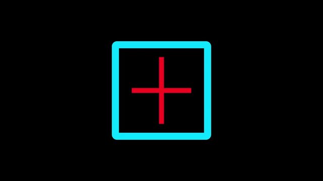 Abstract plus icon animation on black background..