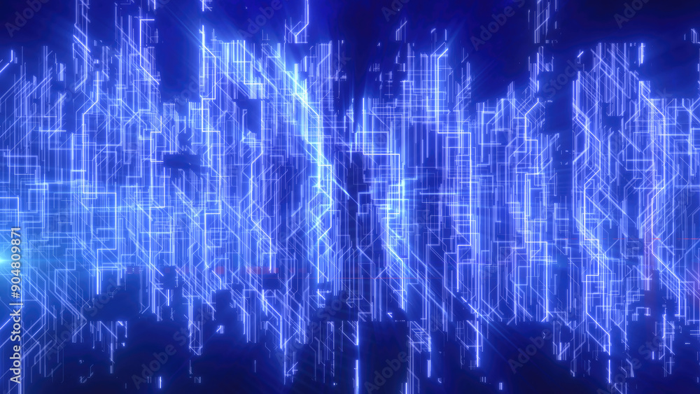 Poster abstract glowing energy futuristic blue hi-tech abstract background made of lines and computer strip