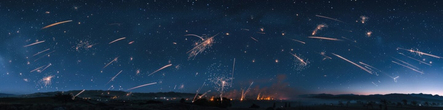 Projectile Explosions Lighting Up the Night Sky