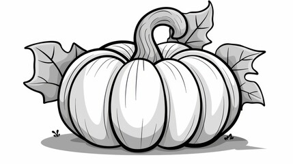 A delicate line art illustration of a pumpkin, showcasing its unique shape and curves, perfect for fallthemed designs.