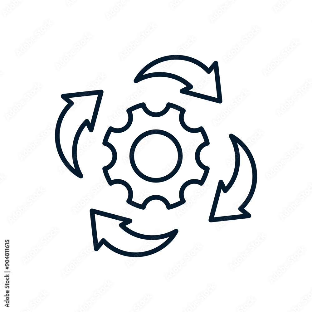 Poster the concept of improving and updating the system. vector linear icon isolated on white background.