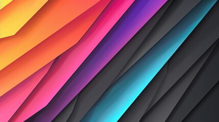 Obraz premium Stunning dark grey background with radiant rainbow lines, perfect for eyecatching social media posts and business branding.