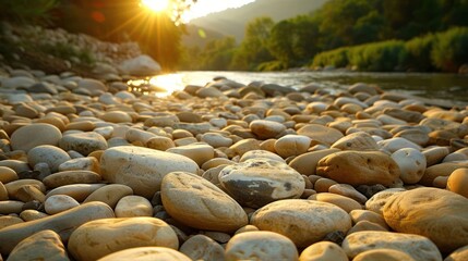 Fototapeta premium A rocky beach with a river running through it