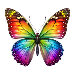 Fototapeta premium butterfly with colorful wings ornament on transparent background