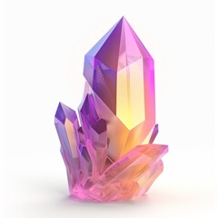 3D Render, Low Poly style of a glowing crystal shard, on isolated white background, Generative AI