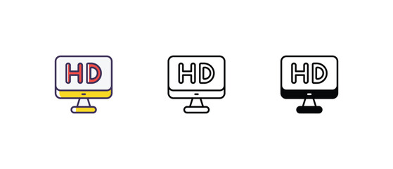 Hd Icons thin line and glyph vector icon stock illustration