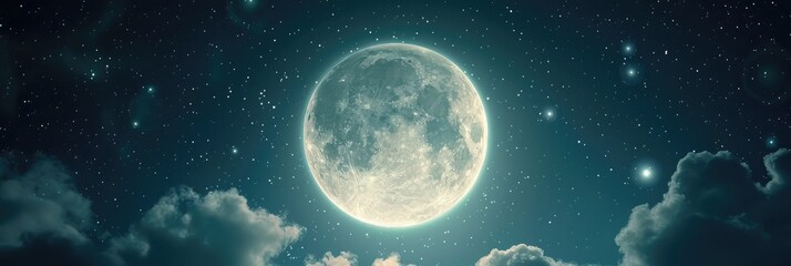 Obraz premium Full moon in the galaxy with Luna and stars