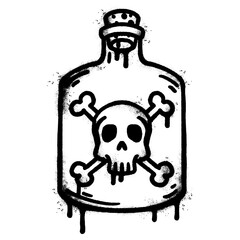 Spray Painted Graffiti Bottle of poison or poisonous chemical toxin icon isolated on white background.