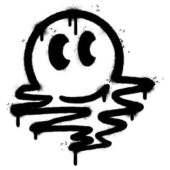 Spray Painted Graffiti Melting emoji Icon isolated on white background.