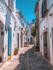 Obraz premium Small Town Cobblestone Street