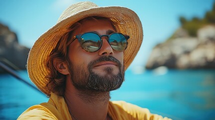 Man enjoying a serene fishing trip, symbolizing personal fulfillment and peaceful joy.