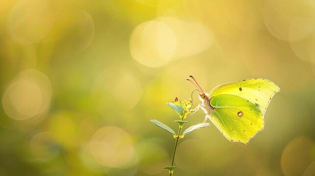 brimstone butterfly, blurred background, macro