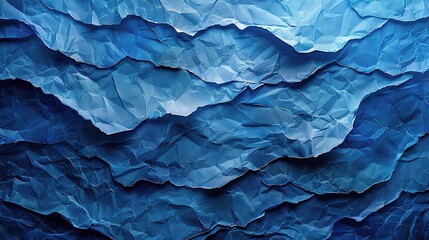 Obraz premium Azure Depths: Abstract crumpled paper texture in deep blue hues, evoking a sense of mystery and depth
