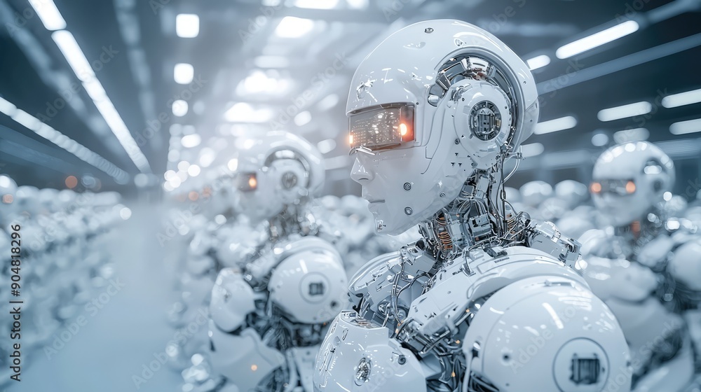 Poster evolution of automation: ai-driven robotic assembly line in the new economy, generate ai
