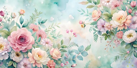 Watercolor Floral Background with Pastel Colors
