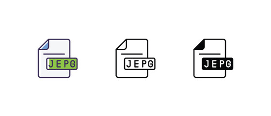 Jepg Icons thin line and glyph vector icon stock illustration