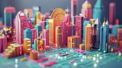 Fintech innovation hub with tech startups, Fintech, center of financial technology development