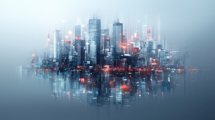 Fototapeta premium Futuristic Smart City: Integrated Technology Transforming Urban Landscape, Generate Ai