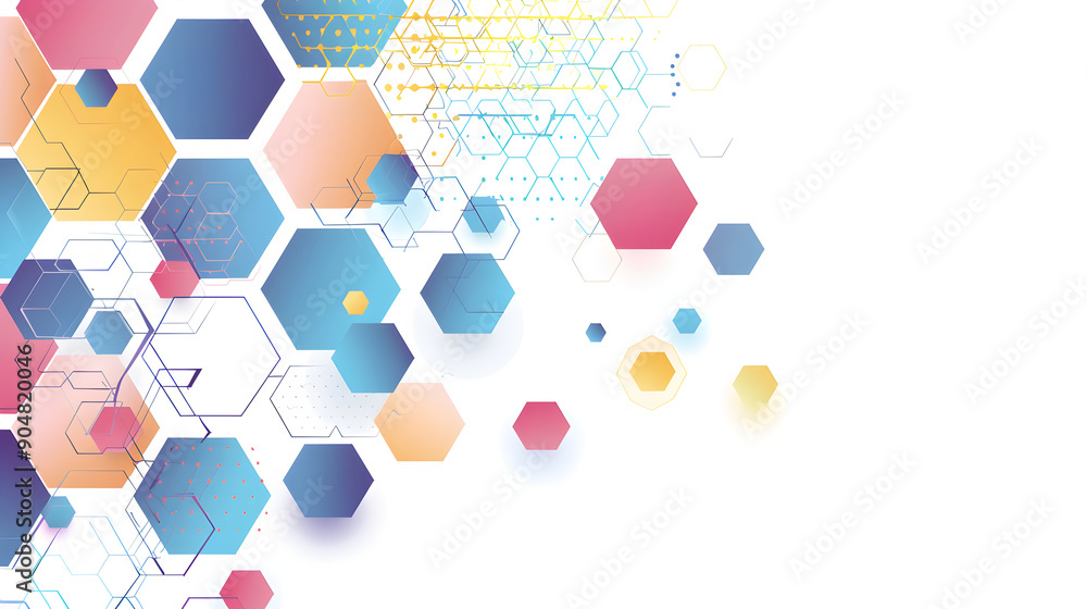 Fototapete abstract white colorful hexagon concept crafted for technology and science background, generative ai