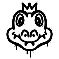 Spray Painted Graffiti crocodile icon isolated on white background.
