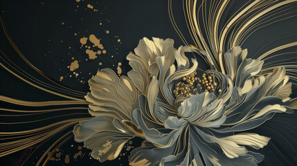 elegant floral patterns with gold and silver accents on a dark background creating a luxurious and intricate design