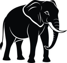 Silhouette of a desert elephant - digitally hand drawn vector illustrationsin,