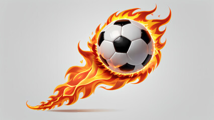 Fototapeta premium Soccer ball on fire burning flame tail isolated on white background