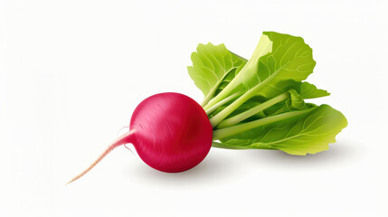 A vibrant illustration of a radish, showcasing its unique shape and vivid colors, perfect for any botanical art collection.