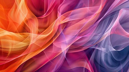 Obraz premium Abstract Fabric Symphony: A mesmerizing abstract composition of flowing, translucent fabric in vibrant hues, creating a dynamic and ethereal visual experience.