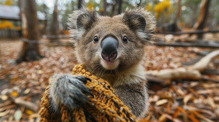 Naklejka premium Happy Animal Giving Thumbs Up to the Camera: Cheerful Wildlife Portrait